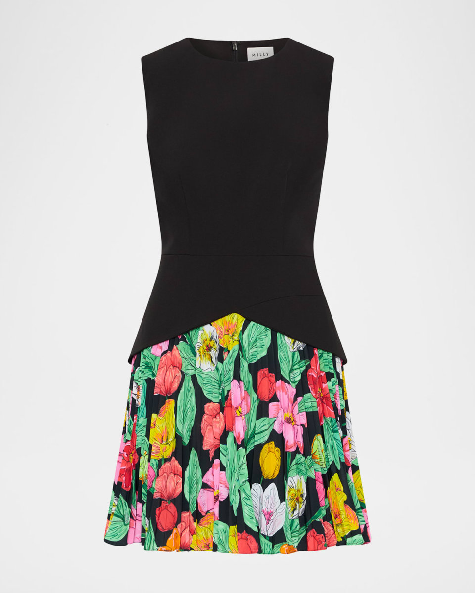 Haddy Tulip Rosette Pleated Mini Dress